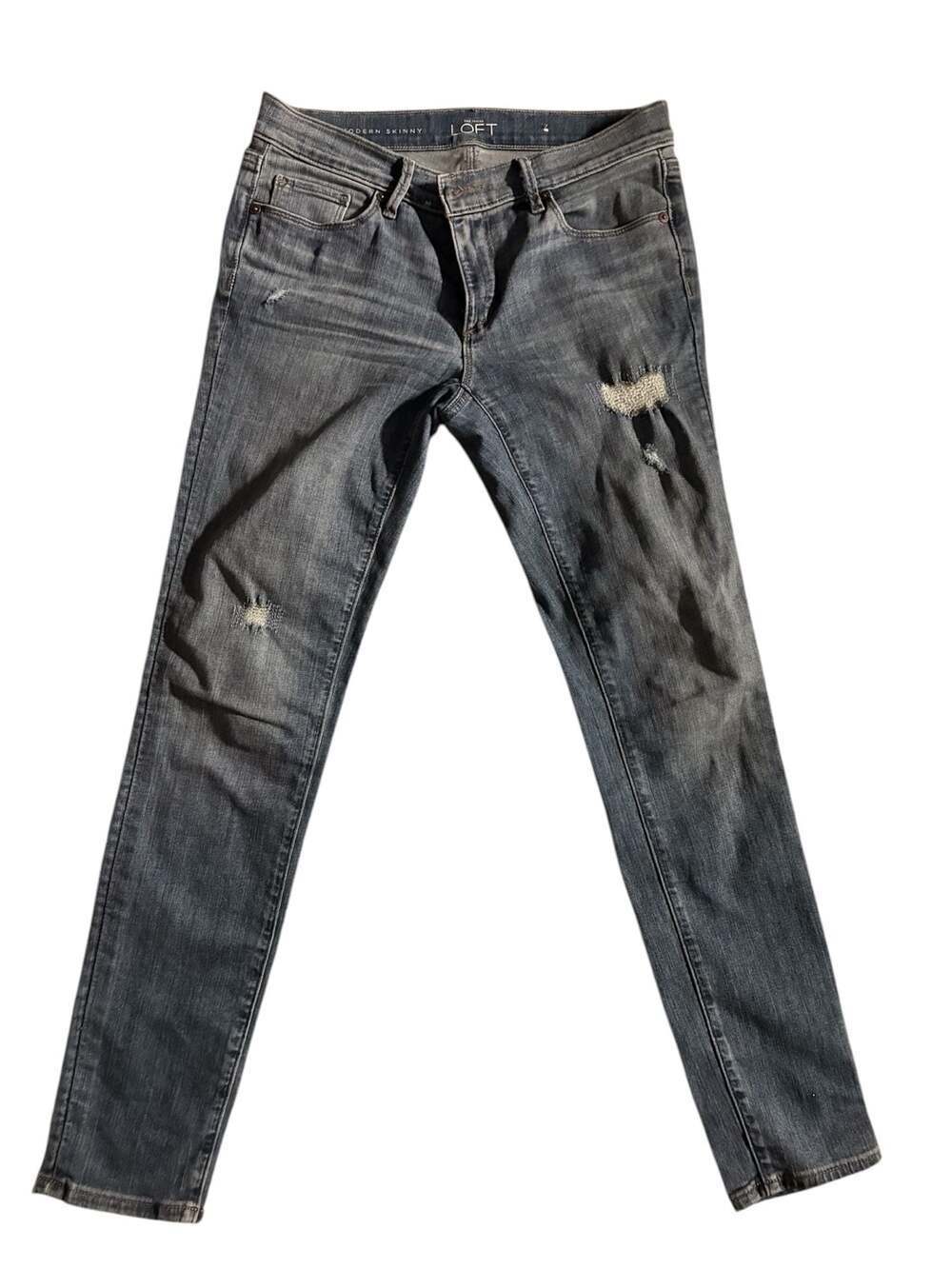 LOFT Modern Skinny Distressed Grey Jeans Size 4